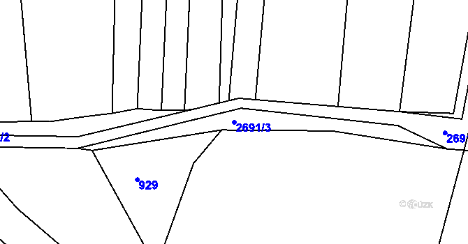 Parcela st. 2691/3 v KÚ Zlechov, Katastrální mapa