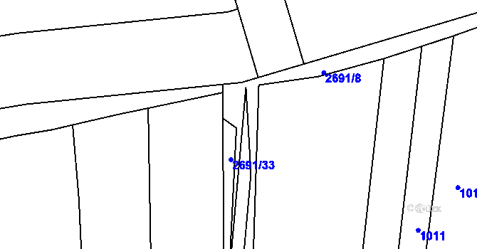 Parcela st. 2691/7 v KÚ Zlechov, Katastrální mapa