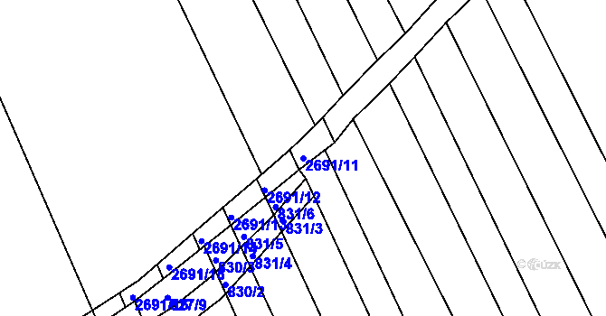 Parcela st. 2691/11 v KÚ Zlechov, Katastrální mapa