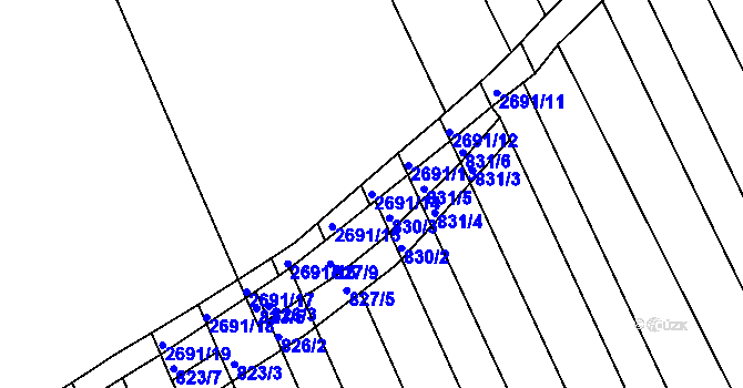 Parcela st. 2691/14 v KÚ Zlechov, Katastrální mapa