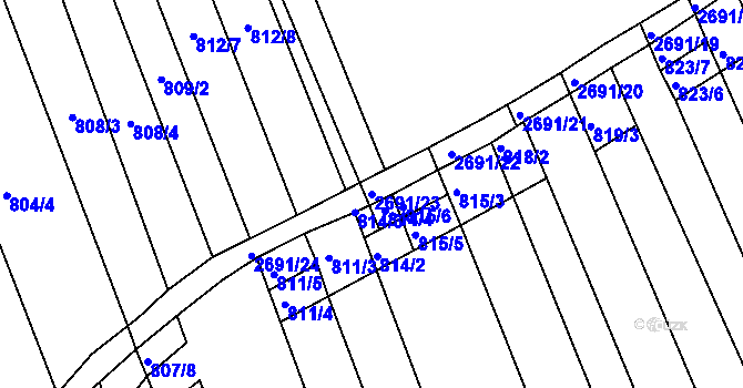 Parcela st. 2691/23 v KÚ Zlechov, Katastrální mapa