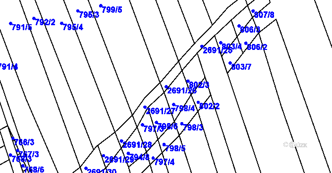 Parcela st. 2691/26 v KÚ Zlechov, Katastrální mapa