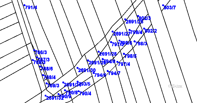 Parcela st. 2691/28 v KÚ Zlechov, Katastrální mapa