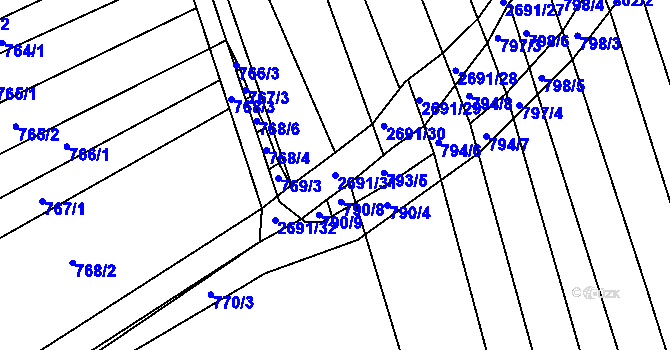 Parcela st. 2691/31 v KÚ Zlechov, Katastrální mapa