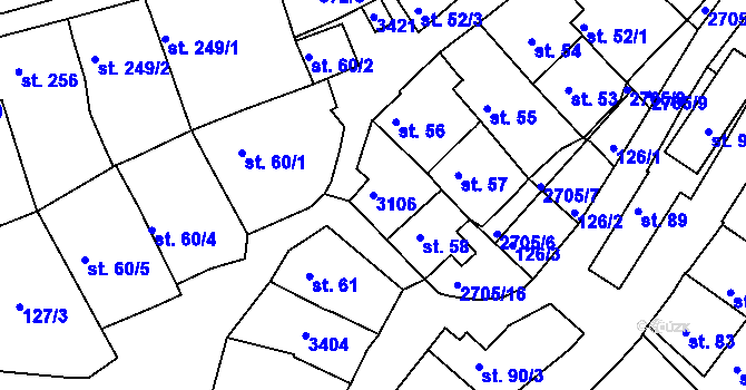 Parcela st. 3106 v KÚ Zlechov, Katastrální mapa