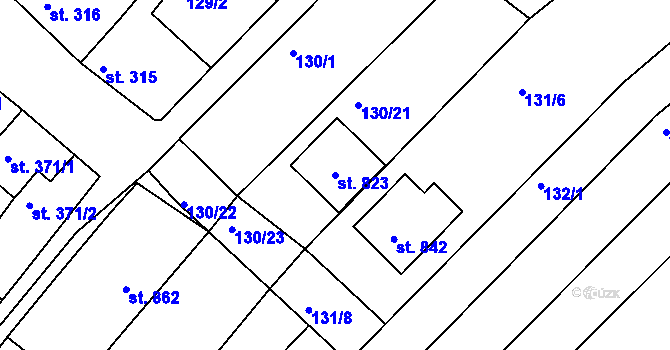 Parcela st. 823 v KÚ Zlechov, Katastrální mapa