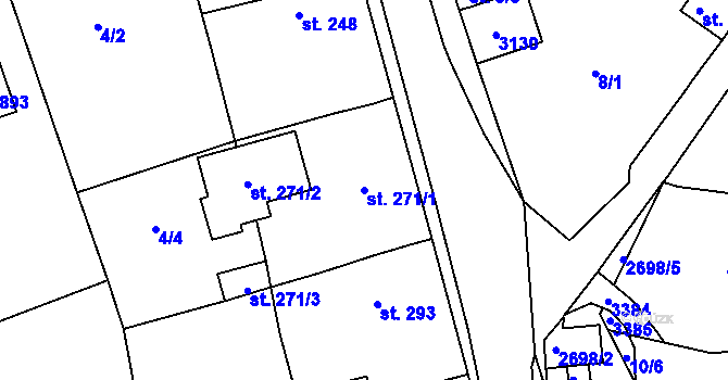 Parcela st. 271/1 v KÚ Zlechov, Katastrální mapa