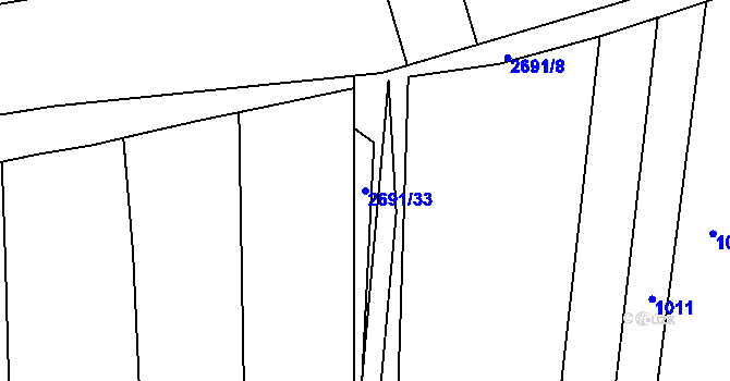 Parcela st. 2691/33 v KÚ Zlechov, Katastrální mapa