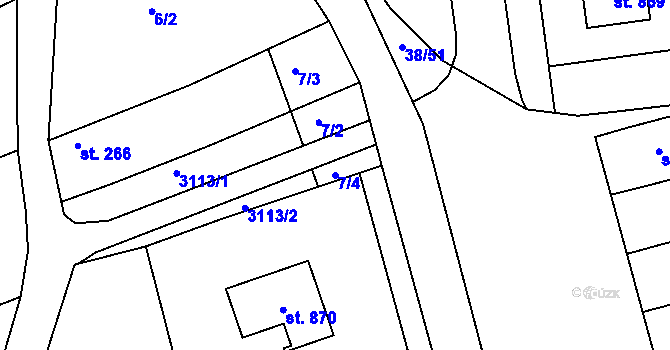 Parcela st. 7/4 v KÚ Zlechov, Katastrální mapa