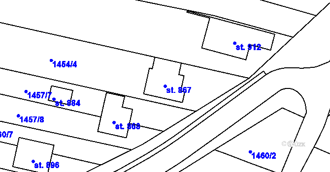 Parcela st. 867 v KÚ Zlechov, Katastrální mapa