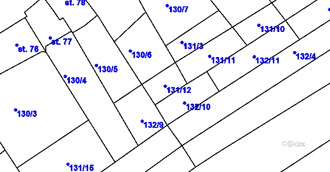 Parcela st. 131/12 v KÚ Zlechov, Katastrální mapa
