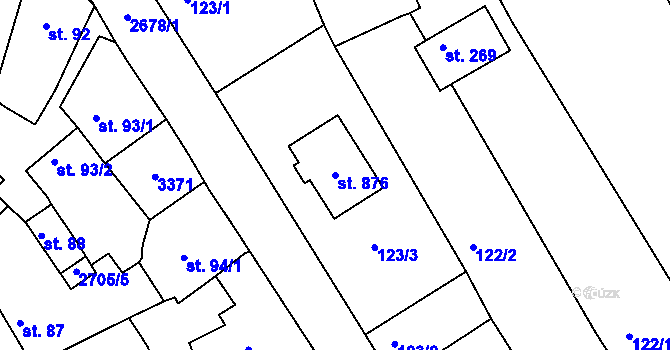Parcela st. 876 v KÚ Zlechov, Katastrální mapa