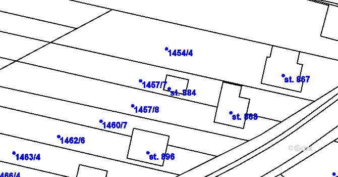 Parcela st. 884 v KÚ Zlechov, Katastrální mapa