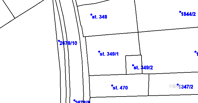 Parcela st. 349/1 v KÚ Zlechov, Katastrální mapa
