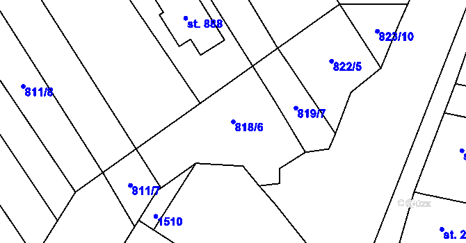 Parcela st. 818/6 v KÚ Zlechov, Katastrální mapa