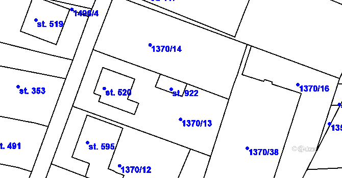 Parcela st. 922 v KÚ Zlechov, Katastrální mapa