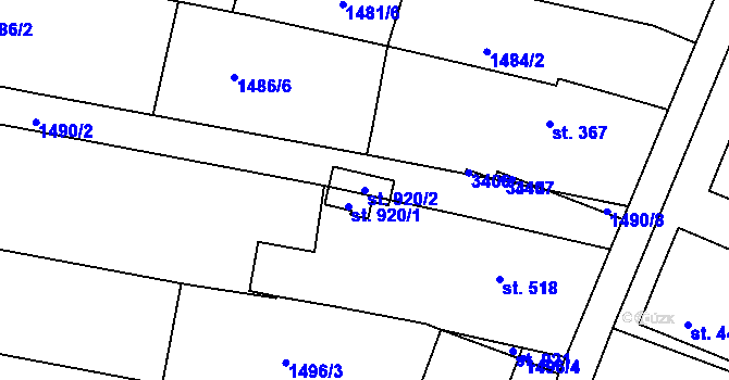 Parcela st. 920/2 v KÚ Zlechov, Katastrální mapa