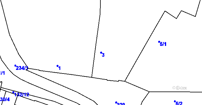 Parcela st. 3 v KÚ Sobín, Katastrální mapa