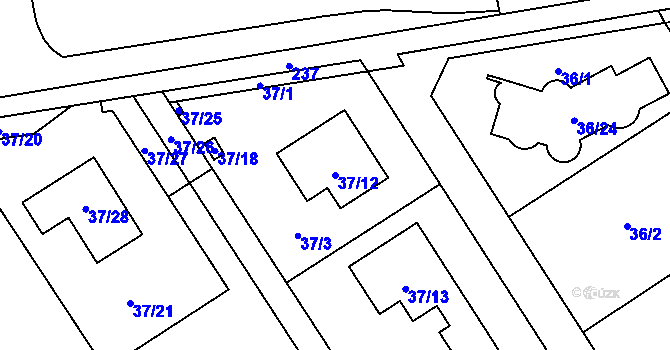 Parcela st. 37/12 v KÚ Sobín, Katastrální mapa