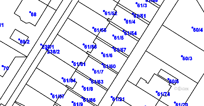 Parcela st. 61/6 v KÚ Sobín, Katastrální mapa