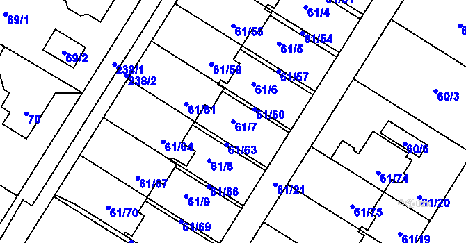 Parcela st. 61/7 v KÚ Sobín, Katastrální mapa