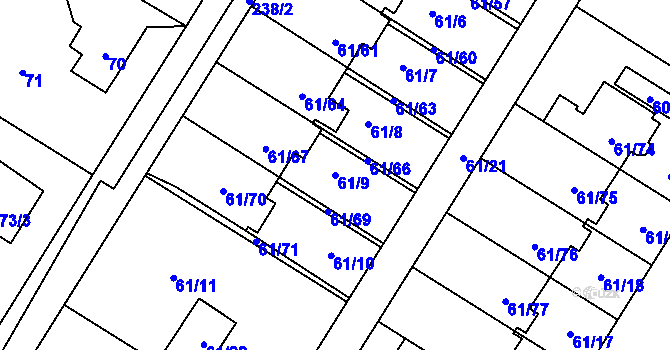 Parcela st. 61/9 v KÚ Sobín, Katastrální mapa