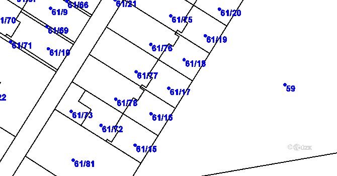 Parcela st. 61/17 v KÚ Sobín, Katastrální mapa