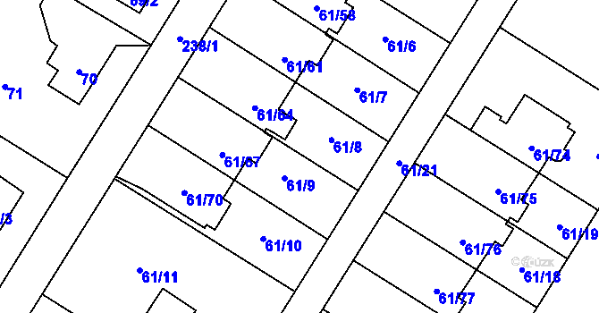 Parcela st. 61/66 v KÚ Sobín, Katastrální mapa