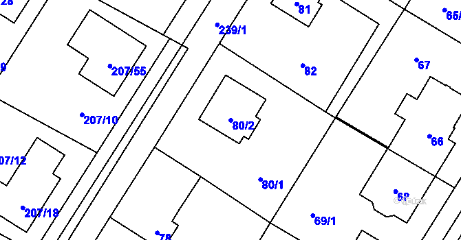 Parcela st. 80/2 v KÚ Sobín, Katastrální mapa