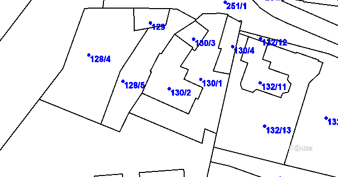 Parcela st. 130/2 v KÚ Sobín, Katastrální mapa