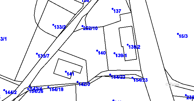Parcela st. 140 v KÚ Sobín, Katastrální mapa
