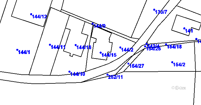 Parcela st. 144/15 v KÚ Sobín, Katastrální mapa