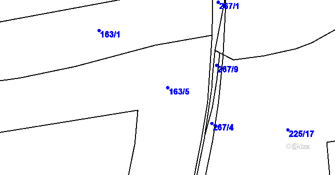 Parcela st. 163/5 v KÚ Sobín, Katastrální mapa