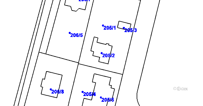 Parcela st. 205/2 v KÚ Sobín, Katastrální mapa