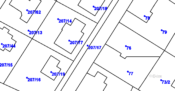 Parcela st. 207/17 v KÚ Sobín, Katastrální mapa
