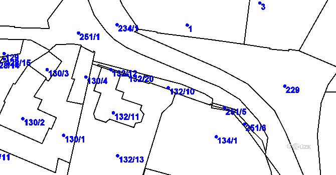 Parcela st. 132/10 v KÚ Sobín, Katastrální mapa