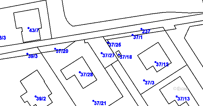 Parcela st. 37/27 v KÚ Sobín, Katastrální mapa