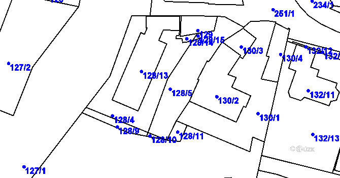 Parcela st. 128/5 v KÚ Sobín, Katastrální mapa