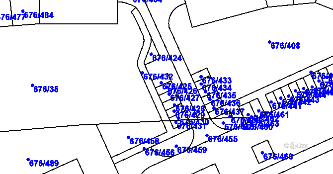 Parcela st. 676/426 v KÚ Zličín, Katastrální mapa