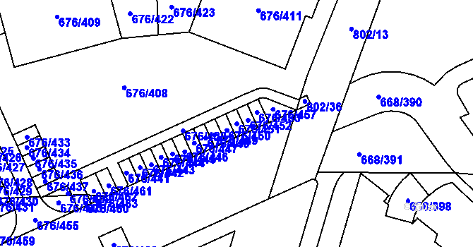 Parcela st. 676/451 v KÚ Zličín, Katastrální mapa