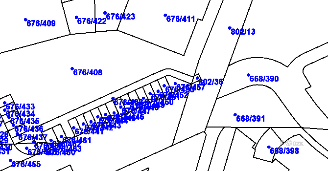 Parcela st. 676/453 v KÚ Zličín, Katastrální mapa