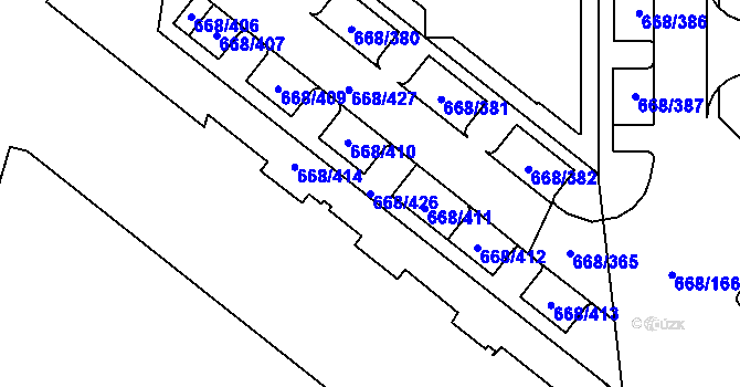 Parcela st. 668/426 v KÚ Zličín, Katastrální mapa