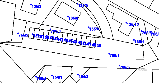 Parcela st. 142 v KÚ Zličín, Katastrální mapa