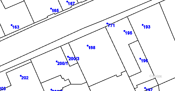 Parcela st. 198 v KÚ Zličín, Katastrální mapa