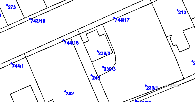 Parcela st. 239/2 v KÚ Zličín, Katastrální mapa