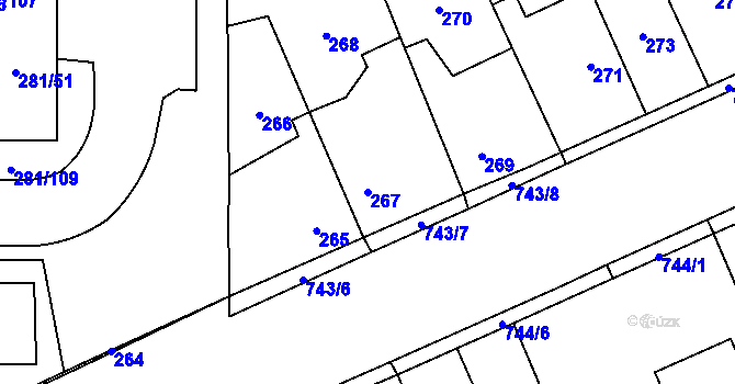 Parcela st. 267 v KÚ Zličín, Katastrální mapa