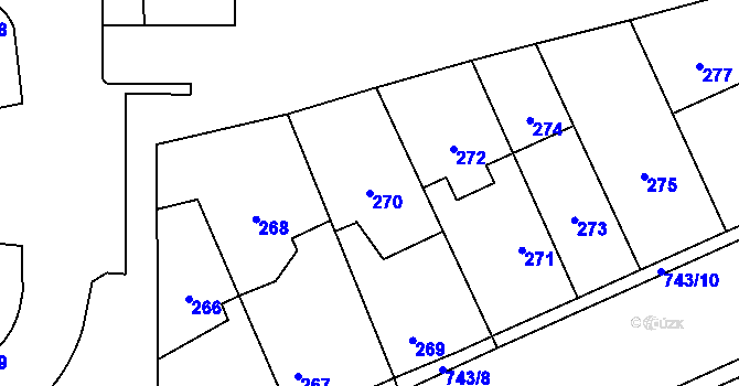 Parcela st. 270 v KÚ Zličín, Katastrální mapa