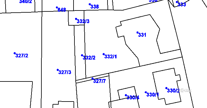 Parcela st. 332/1 v KÚ Zličín, Katastrální mapa