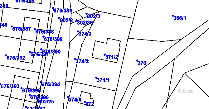 Parcela st. 371/2 v KÚ Zličín, Katastrální mapa