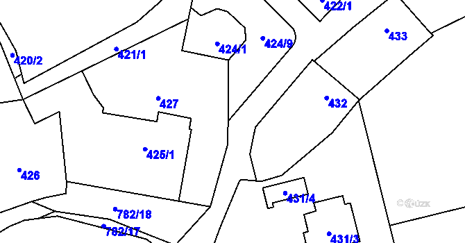 Parcela st. 424/8 v KÚ Zličín, Katastrální mapa